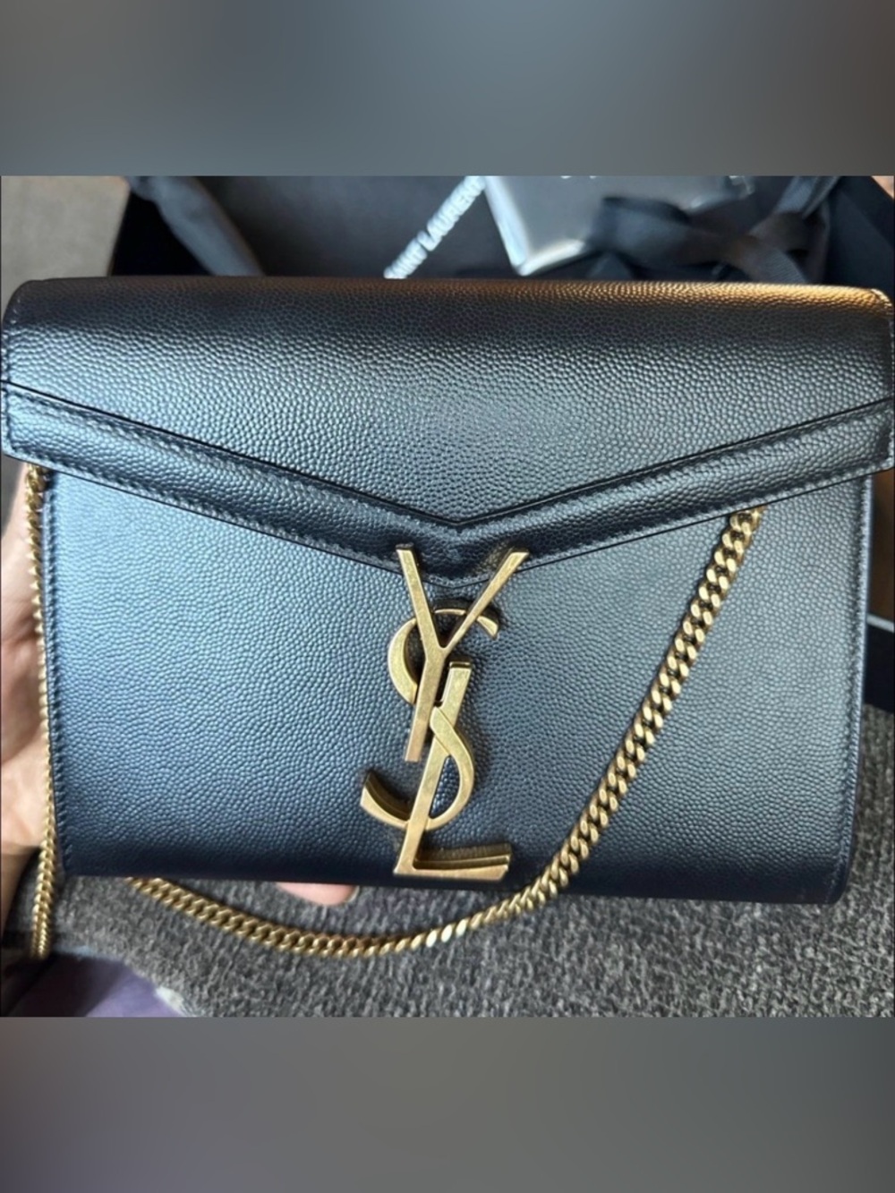✅AUTH✅Saint Laurent Black Monogram Envelope Chain Bag